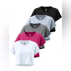 Real Essentials 5 Pack: Dry Fit Crop Top - Short Sleeve